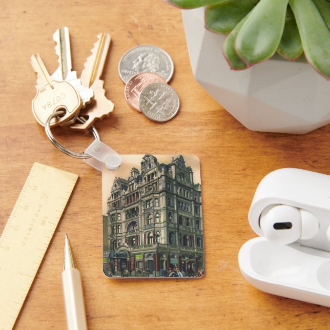 Vintage Architecture Queens Hotel Leicester Square Key Ring (Desk)