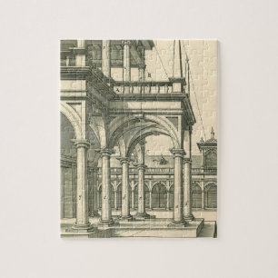 Vintage Architecture, Roman Courtyard with Columns Jigsaw Puzzle