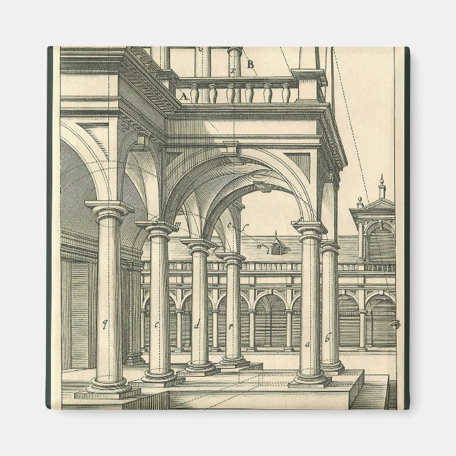 Vintage Architecture, Roman Courtyard with Columns Magnet (Front)