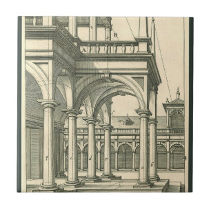 Vintage Architecture, Roman Courtyard with Columns Tile