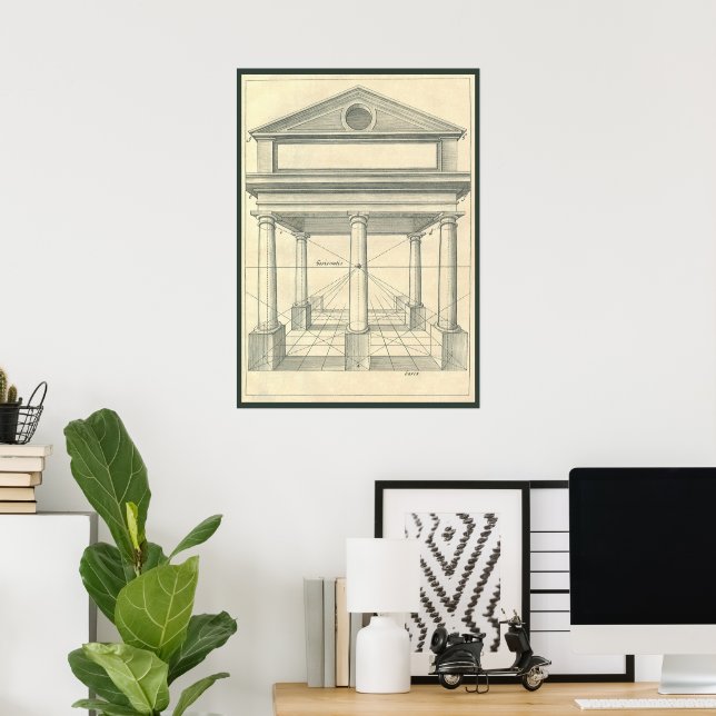 Vintage Architecture, Roman Portico with Columns Poster (Home Office)