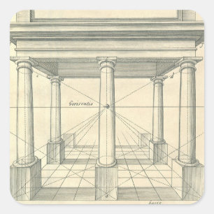 Vintage Architecture, Roman Portico with Columns Square Sticker