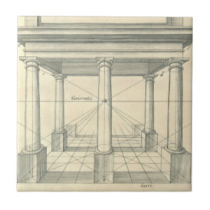 Vintage Architecture, Roman Portico with Columns Tile