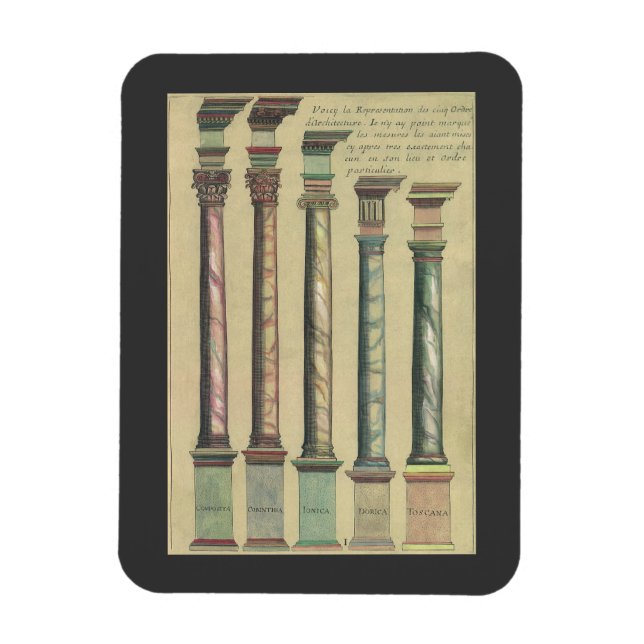 Vintage Architecture, the 5 Architectural Orders Magnet (Vertical)