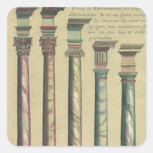 Vintage Architecture, the 5 Architectural Orders Square Sticker