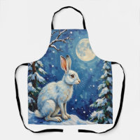 Vintage Arctic Hare in Winter Moonlight Christmas 