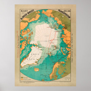 Vintage Arctic & North Pole Exploration Map (1896) Poster