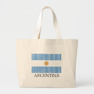 Vintage Argentina Flag Large Tote Bag