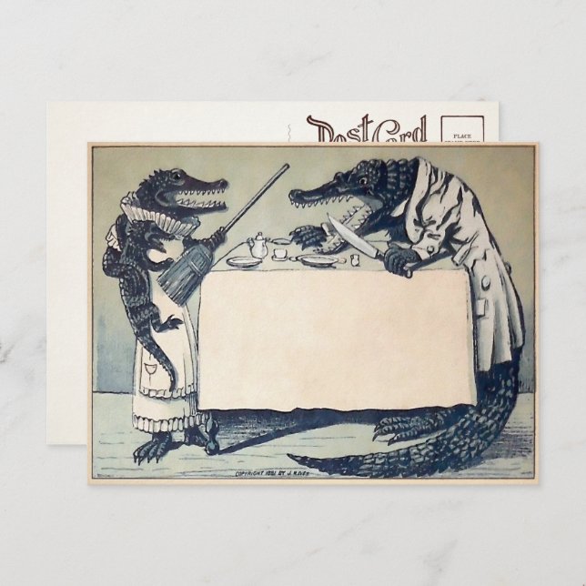 Vintage Arguing Crocodiles Postcard (Front/Back)