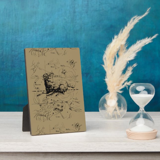 Vintage Aries Constellation Map Hevelius 1690 Plaque (Side)