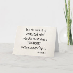 Vintage Aristotle Educated Mind Thought Quote Card
