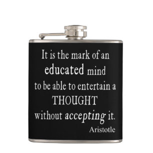 Vintage Aristotle Educated Mind Thought Quote Hip Flask