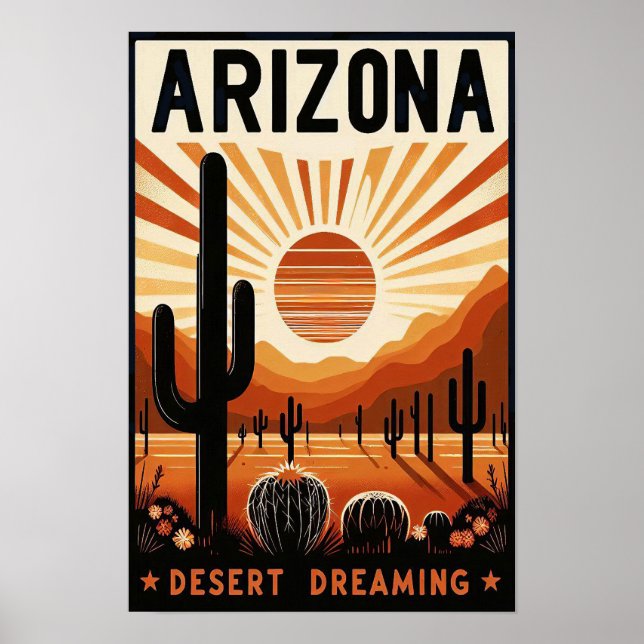 Vintage Arizona Desert Dreaming Poster (Front)