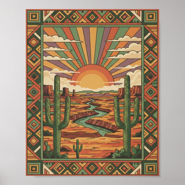 Vintage Arizona Grand Canyon Travel Print Wall Art (Front)