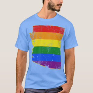 Vintage Arizona Map LGBTQ Gay Pride Flag T-Shirt