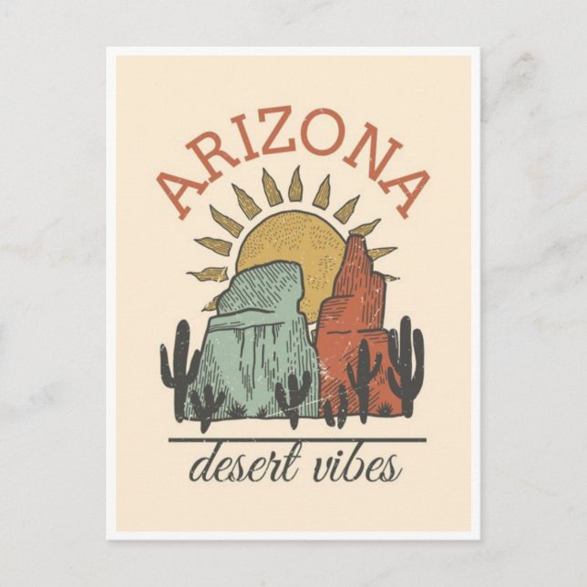 Vintage arizona state cactus desert vibes america  postcard (Front)