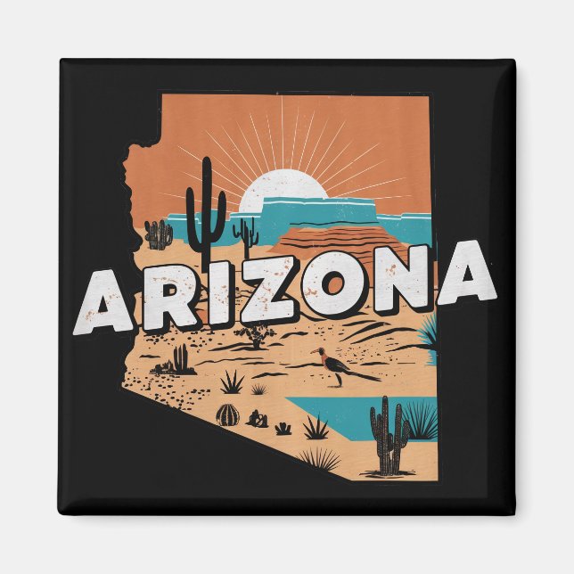 Vintage Arizona USA Map Magnet (Front)