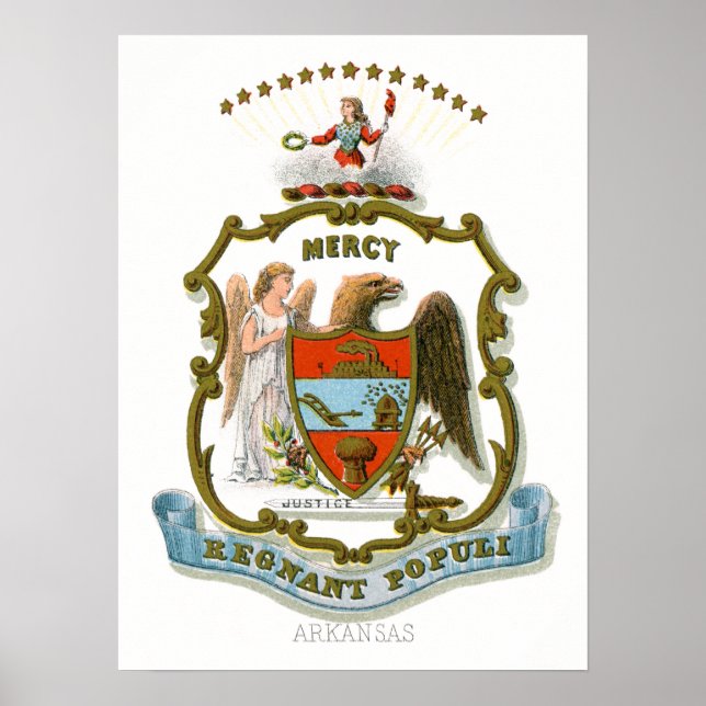 Vintage Arkansas State Coat of Arms Poster (Front)