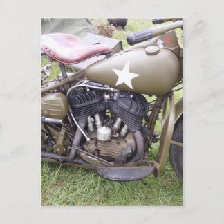 Vintage Army Motorcycle Postcard