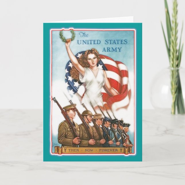 Vintage Army Poster with Lady Liberty Tshirts Card (Front)