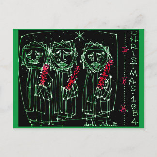 VINTAGE ART 1954 Christmas Postcard