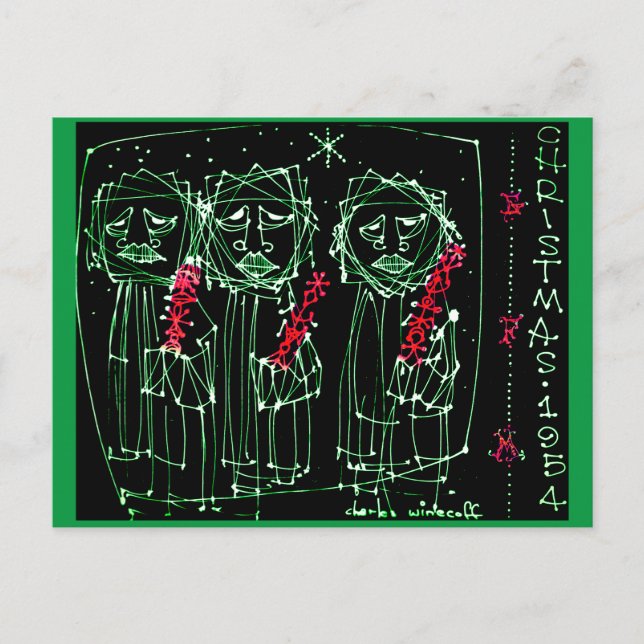 VINTAGE ART 1954 Christmas Postcard (Front)