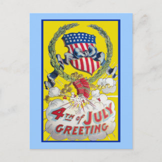 Vintage Art - 4th of July Greeting Postcard