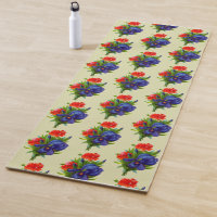 Vintage Art Blue Iris Flower Bouquet Pattern