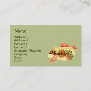 Vintage Art Box Of Roses Business Card