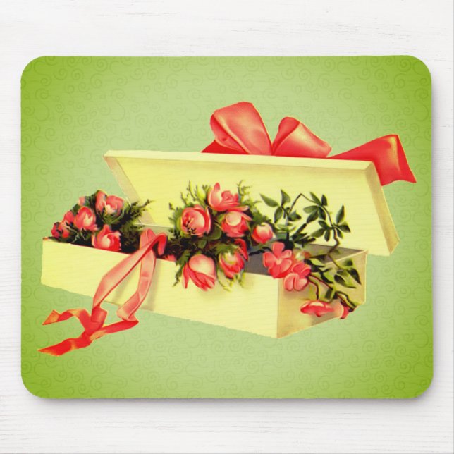 Vintage Art Box Of Roses  Mouse Pad (Front)