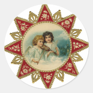 Vintage Art - Christmas Angels Classic Round Sticker