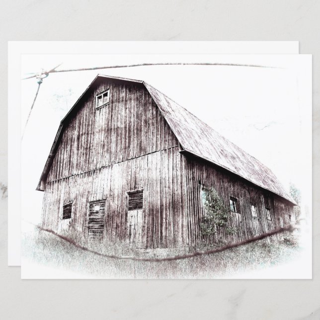Vintage Art Country Rustic Distressed Barn Texture (Front/Back)