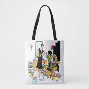 Vintage Art Deco 1920s Hat Shop Illustration Tote Bag