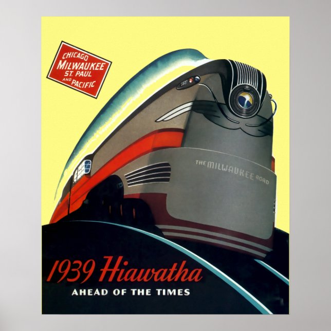Vintage Art Deco 1939 Locomotive Train Ad Poster (Front)