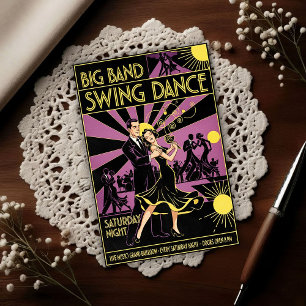 Vintage Art Deco 1940s Swing Dance Postcard