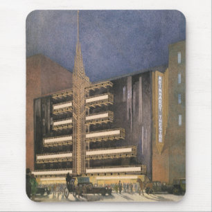 Vintage Art Deco Architecture, Building in NYC Mouse Pad