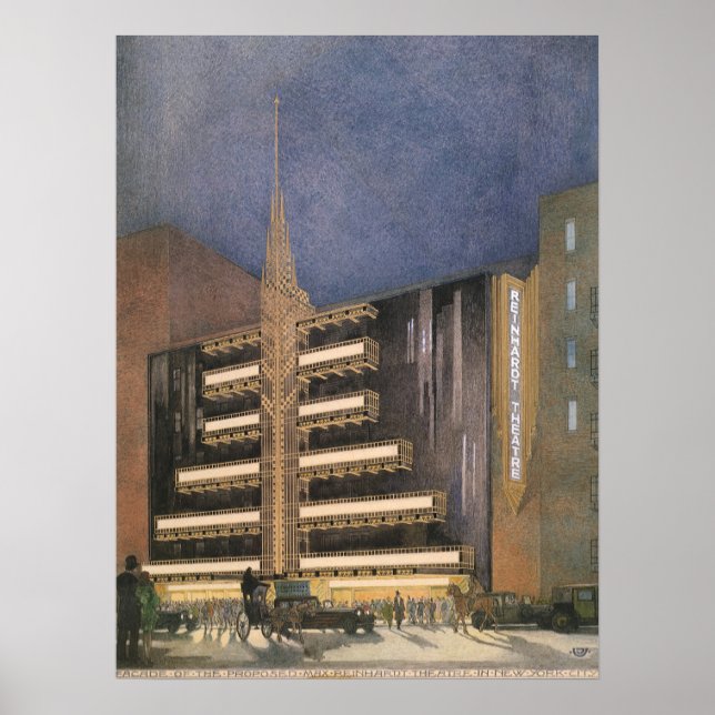 Vintage Art Deco Architecture, Building in NYC Poster (Front)