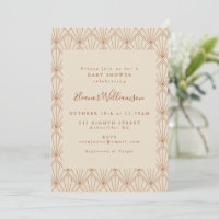 Vintage Art Deco Art Burnt Orange Baby Shower