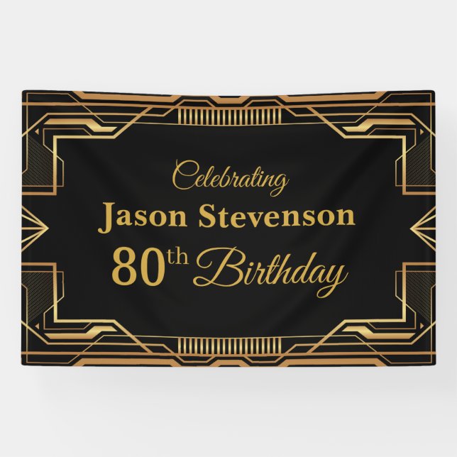 Vintage Art Deco Birthday personalized info banner (Horizontal)