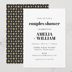 Vintage Art Deco Black Gold Modern Couples Shower Invitation