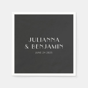 Vintage Art Deco Black Simple Custom Wedding Napkin