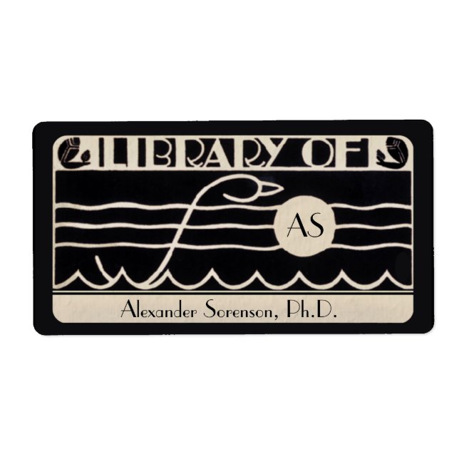 Vintage Art Deco Bookplate Personalised Monogram (Front)