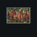 Vintage Art Deco Business Industrial Manufacturing Canvas Print<br><div class="desc">Vintage illustration art deco business industrial factory and labour design featuring a steel manufacturing scene. Blue collar men,  laborers,  manufacturers and machines are working to get the job done.</div>