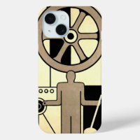 Vintage Art Deco Business Wheel and Machine Worker