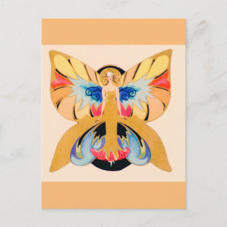 Vintage Art deco butterfly fairy Postcard
