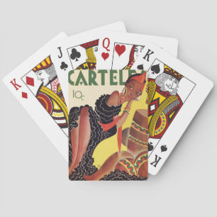 Vintage Art Deco - Carteles - Beautiful Woman Playing Cards