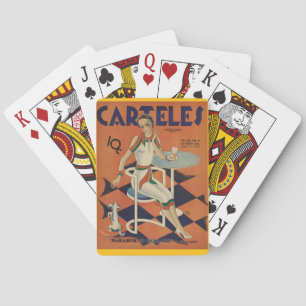 Vintage Art Deco - Cartels - Woman in Diner Playing Cards