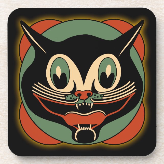 Vintage Art Deco Cat - Set of 6 Coasters (Front)