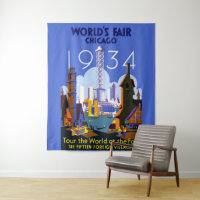 Vintage Art Deco Chicago 1934 World's Fair Poster