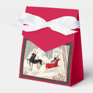 Vintage Art Deco Christmas Sleigh Ride Card  Favour Box